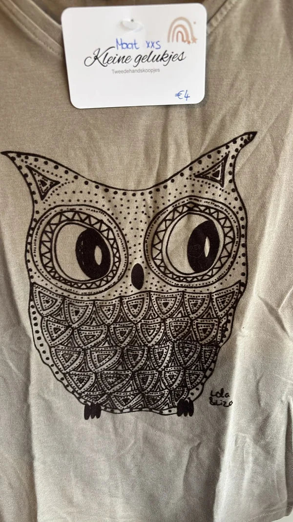 Lichtgrijze T-shirt met uil