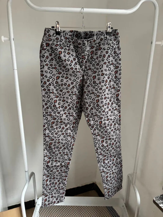 Grijze panterjeansbroek