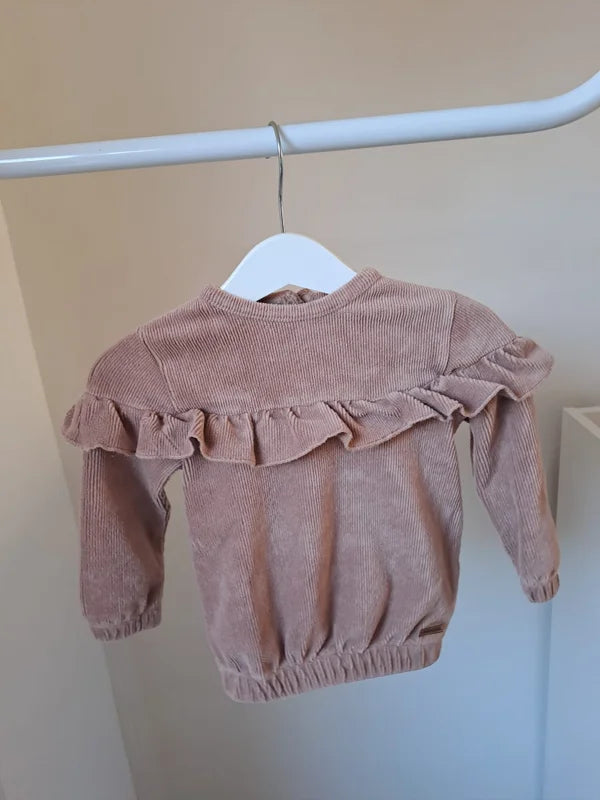 Oudroze ribfluwelen trui