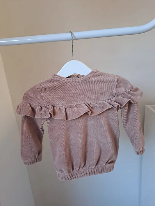 Oudroze ribfluwelen trui
