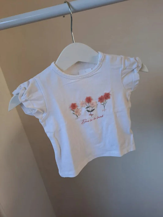 Witte T-shirt met bloemetjes