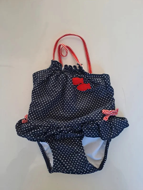 Marineblauw gestippeld badpak