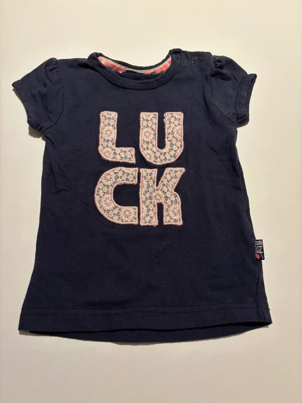 Marineblauwe T-shirt "Luck"