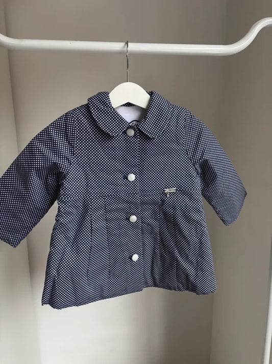 Marineblauwe gestippelde jas