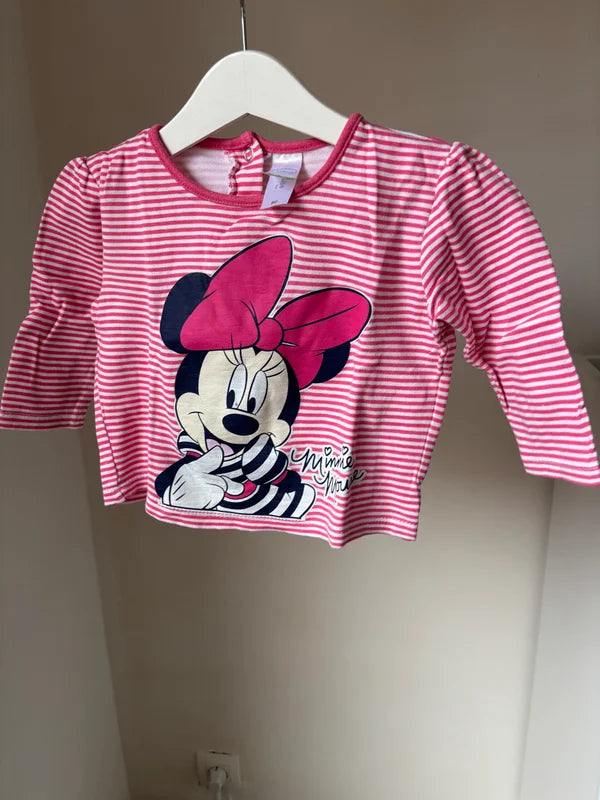 Roze gestreepte longsleeve Minnie Mouse