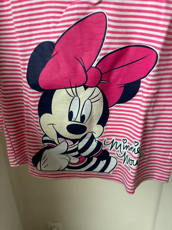 Roze gestreepte longsleeve Minnie Mouse