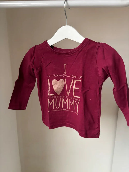 Wijnrode longsleeve "I love mummy"