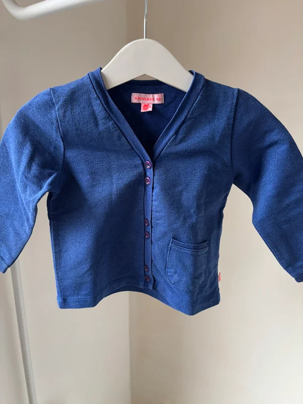 Blauwe glittercardigan