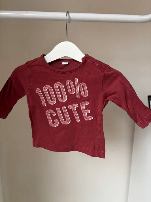 Wijnrode longsleeve "100% cute"