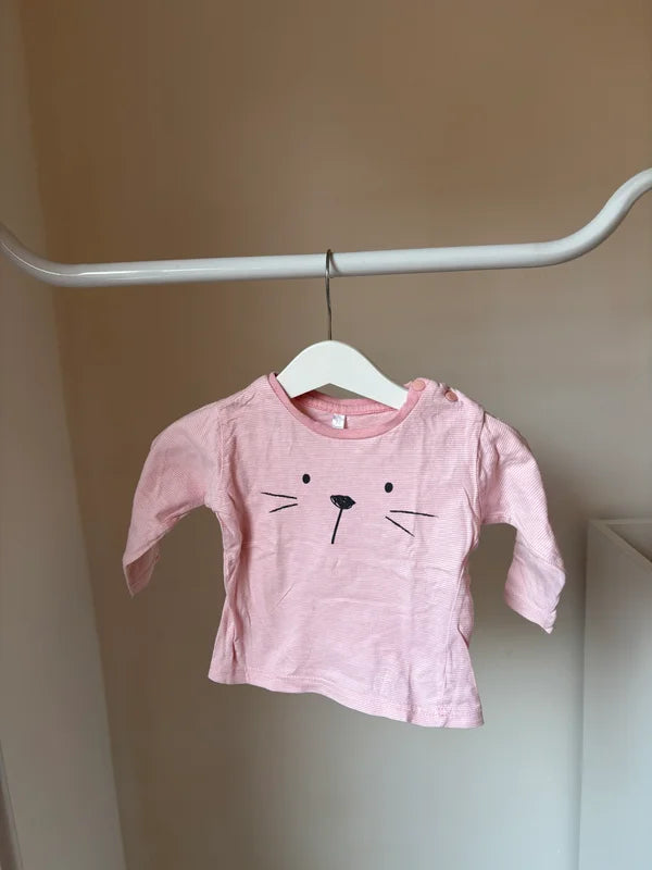 Lichtroze gestreepte longsleeve