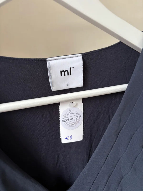 Marineblauwe zwangerschapsjurk met halflange mouwen