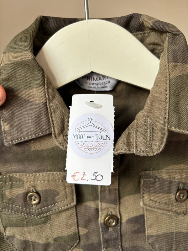 Jeanshemdje met camouflageprint