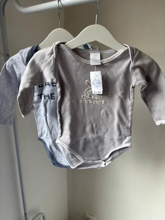 Bundel grijze rompers met lange mouwen (2)