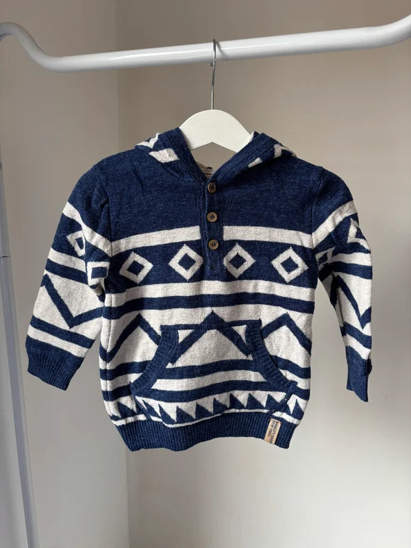 Blauwgrijze trui met capuchon