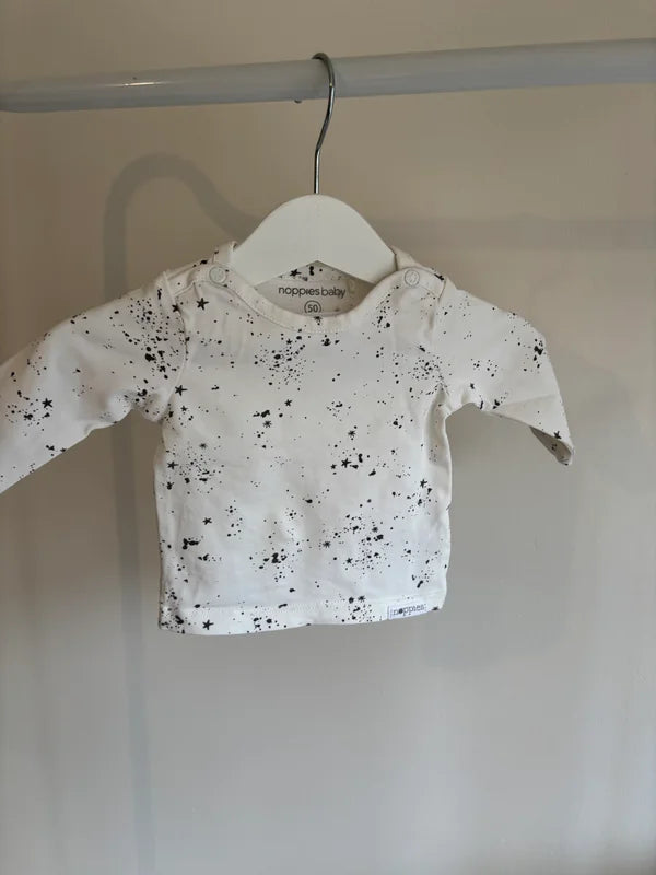 Witte gestippelde longsleeve