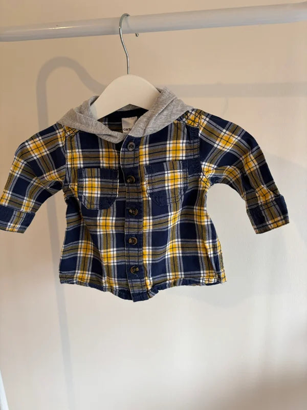 Geruite hemdje met capuchon