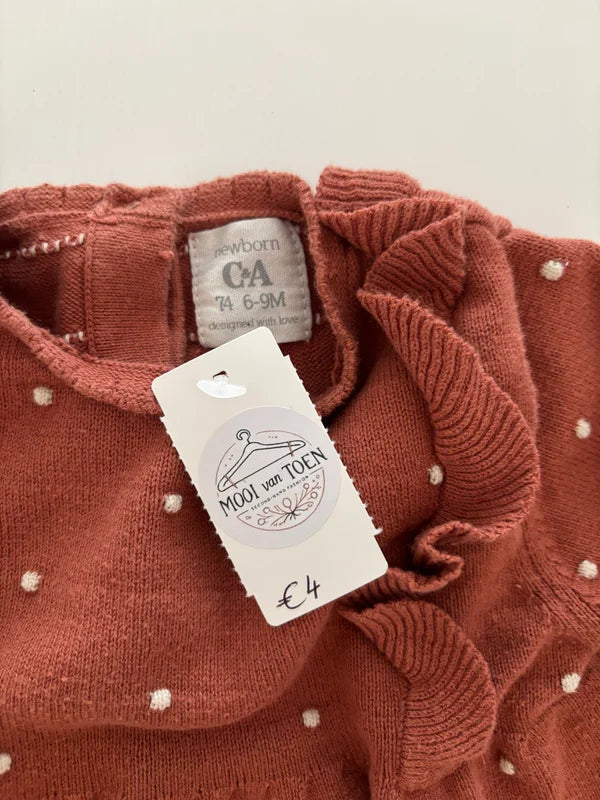 Bruine gestippelde jurk