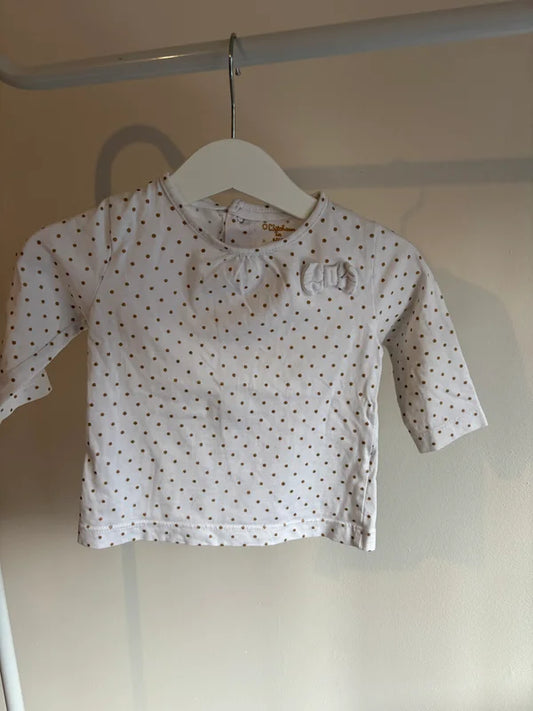 Witte gestippelde longsleeve