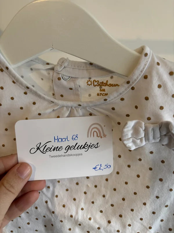 Witte gestippelde longsleeve