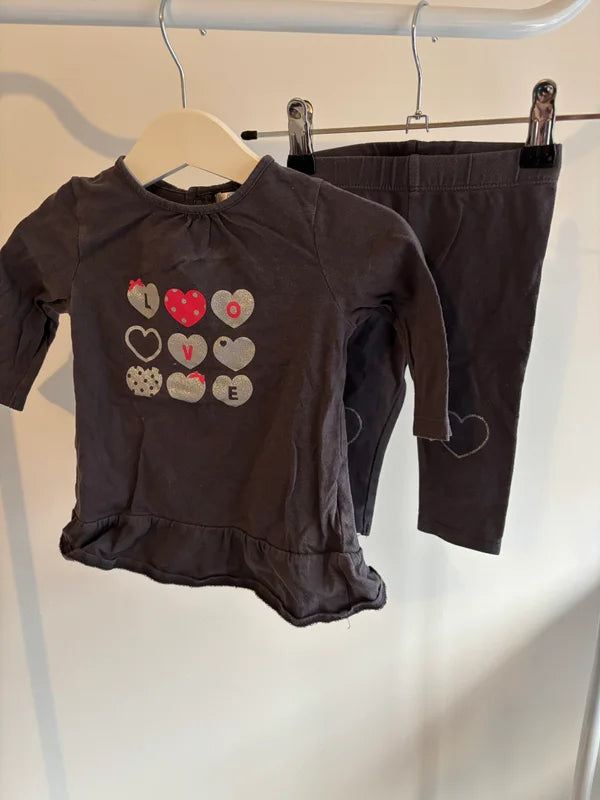 Donkergrijs setje: longsleeve en legging