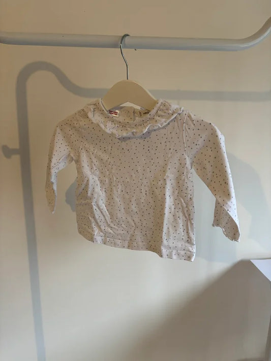 Witte gestippelde longsleeve