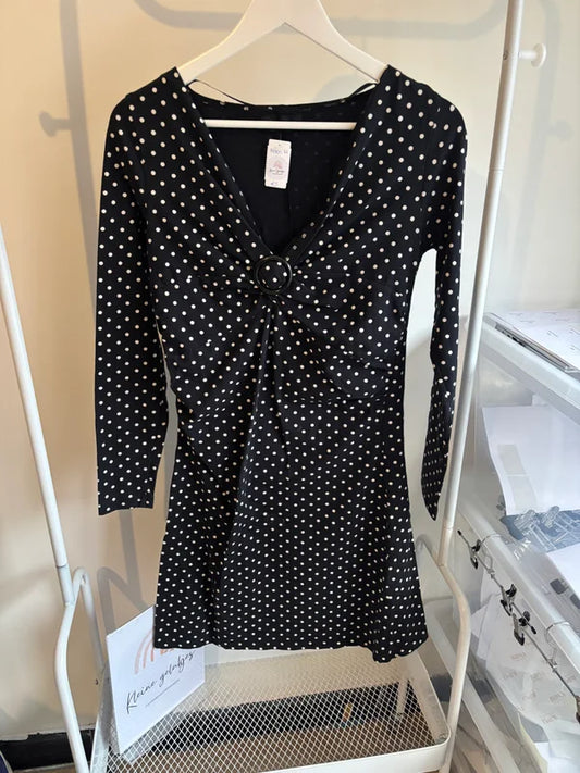 Zwarte gestippelde zwangerschapsjurk