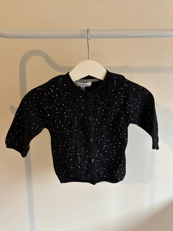 Zwarte gestippelde cardigan
