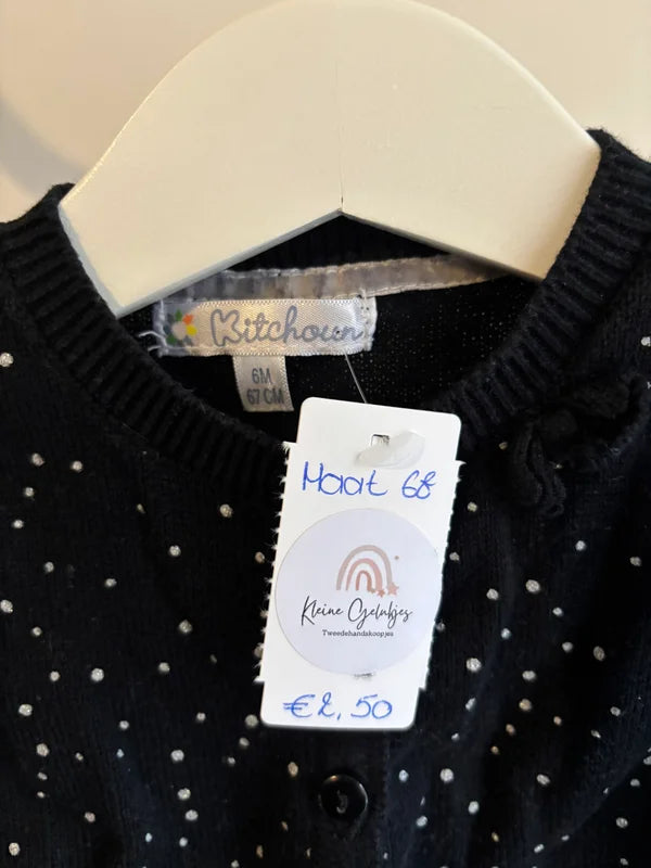 Zwarte gestippelde cardigan