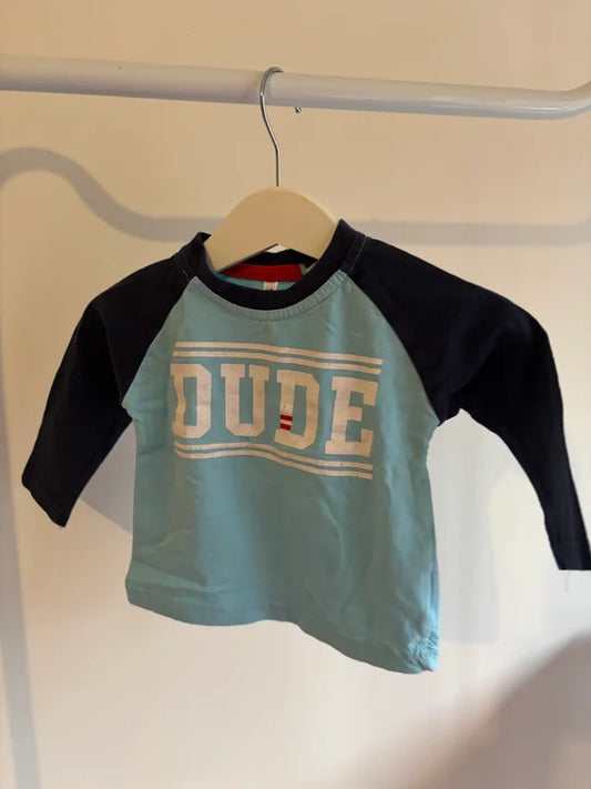 Lichtblauwe longsleeve "Dude"