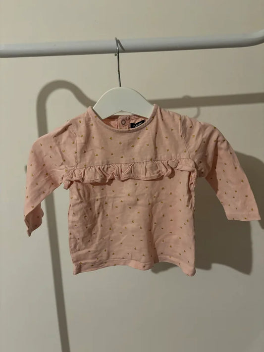 Lichtroze longsleeve met gouden hartjes