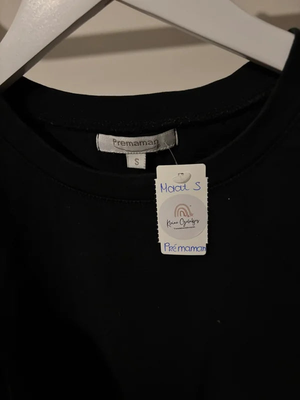 Zwarte zwangerschapst-shirt met handjes en voetjes