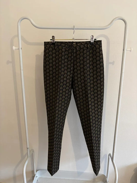 Zwarte broek met gouden print