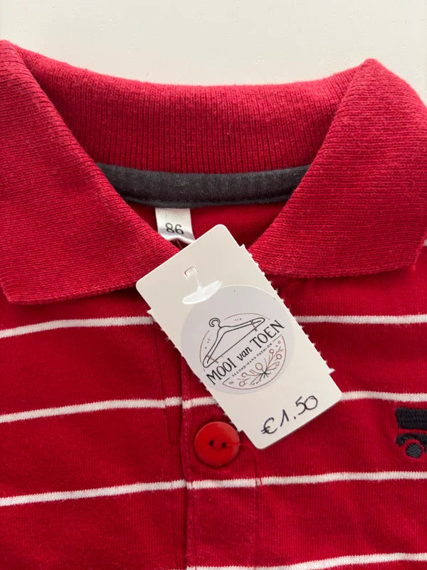 Rode gestreepte polo