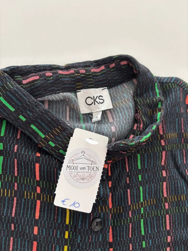 Zwarte jurk met fluostrepen