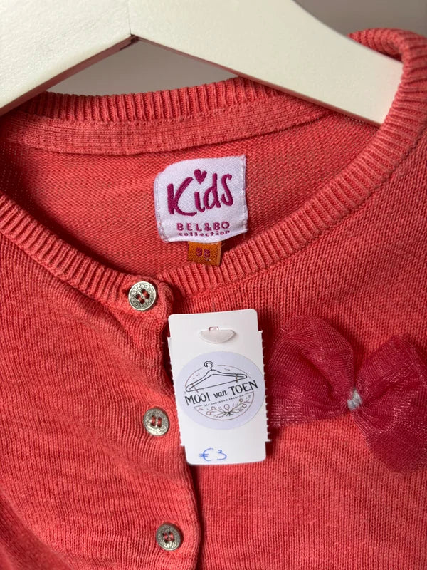 Koraalkleurige cardigan