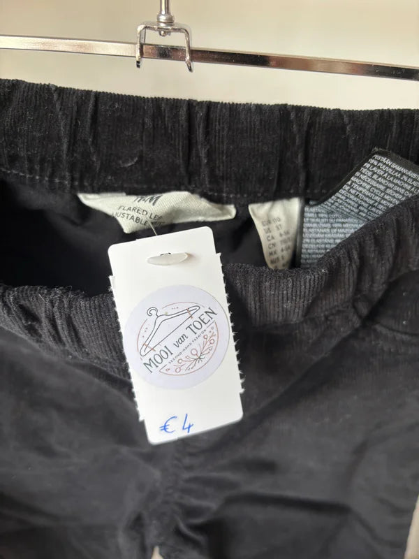 Zwarte flared ribfluwelen jegging