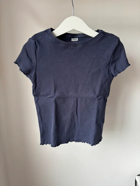 Marineblauwe ribT-shirt