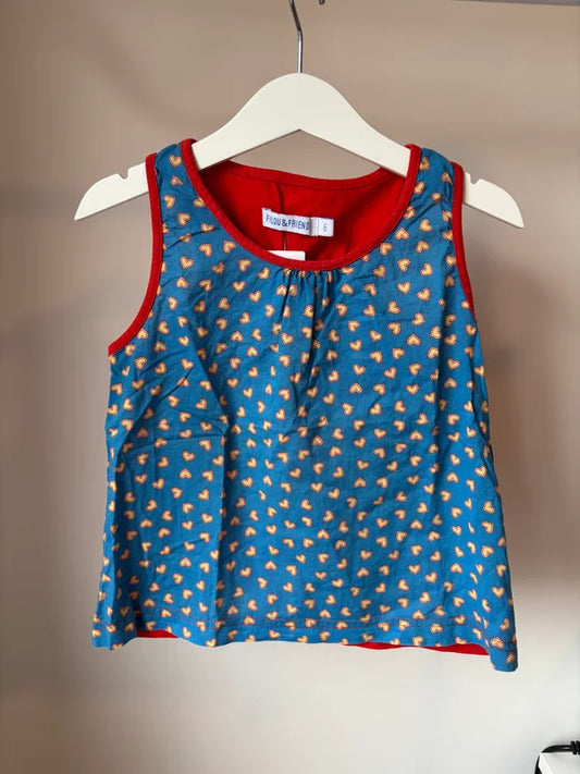 Blauw topje met hartjes