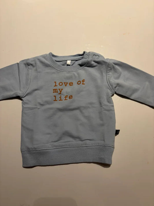 Lichtblauwe sweater "Love of my life"